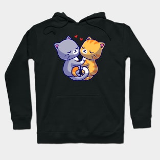 Cute Couple Cat Hug Love Cartoon Hoodie